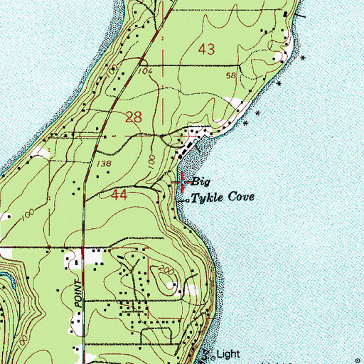 Topographic Map of Big Tykel Cove, WA