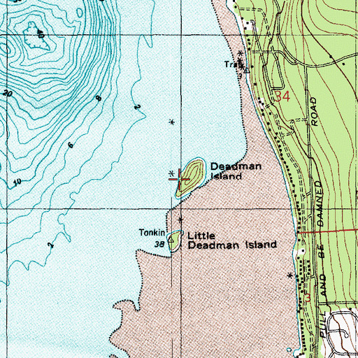 Topographic Map of Deadman Island, WA