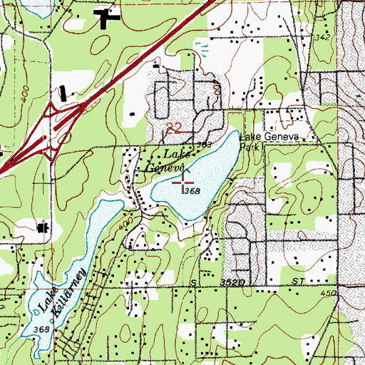 Topographic Map of Lake Geneva, WA