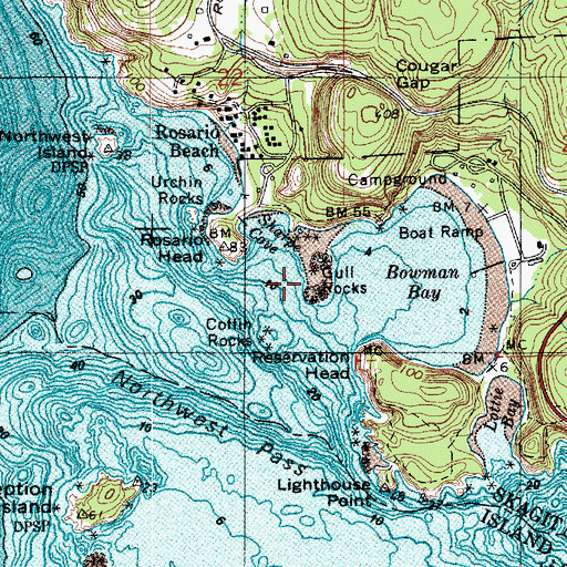 Topographic Map of Gull Rocks, WA