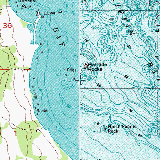 Topographic Map of Halftide Rocks, WA