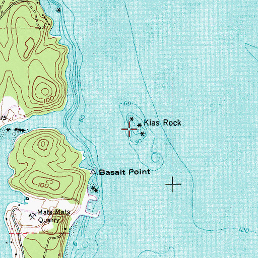 Topographic Map of Klas Rock, WA