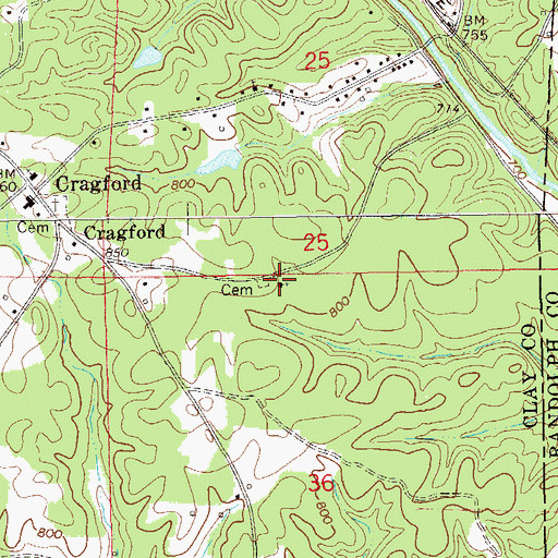 Topographic Map of Jehovah Church, AL