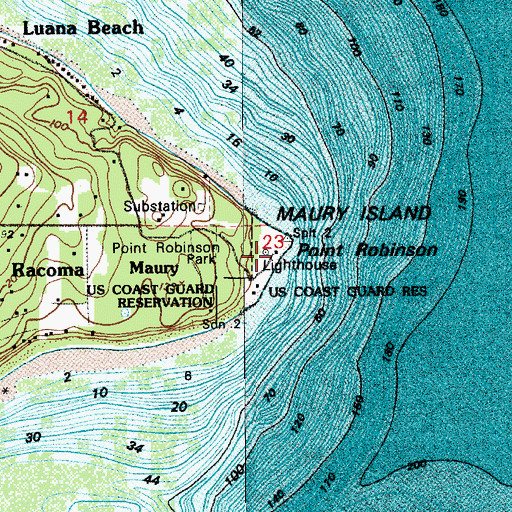Topographic Map of Point Robinson, WA