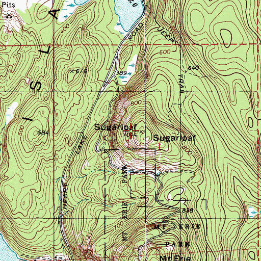 Topographic Map of Sugarloaf, WA