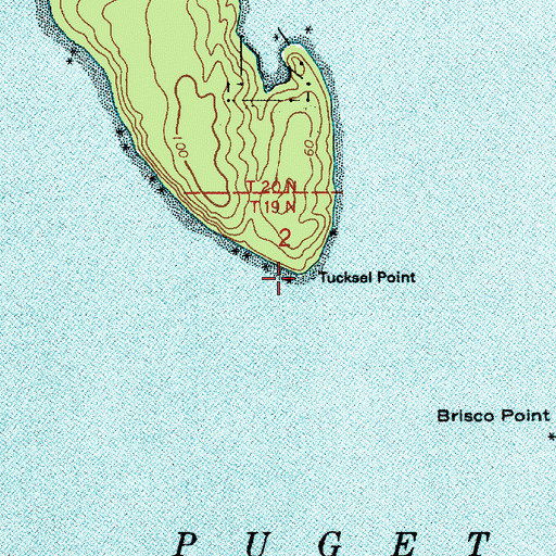 Topographic Map of Tucksel Point, WA