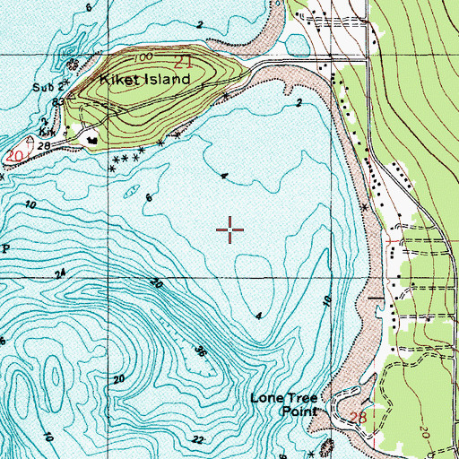 Topographic Map of Kiket Bay, WA