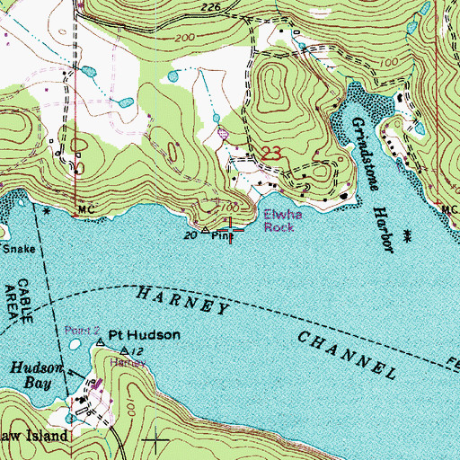 Topographic Map of Elwha Rock, WA