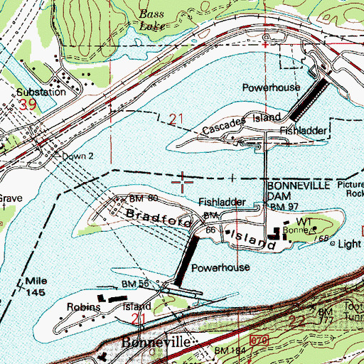 Topographic Map of Cascades Island, WA
