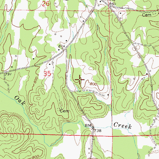 Topographic Map of Farrar-Wallace Prospect, AL