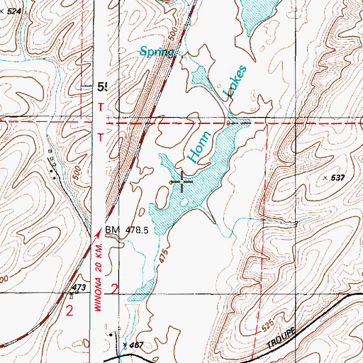 Topographic Map of Honn Lakes, WA