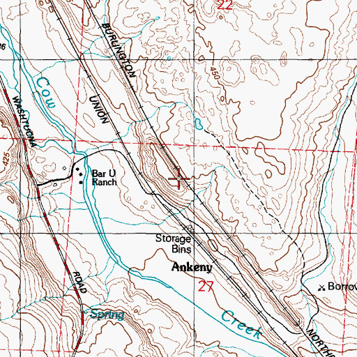 Topographic Map of Bar U Ranch, WA