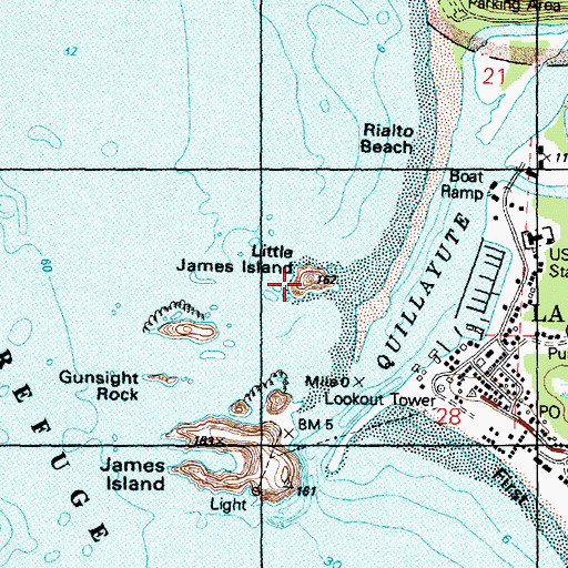 Topographic Map of Little James Island, WA