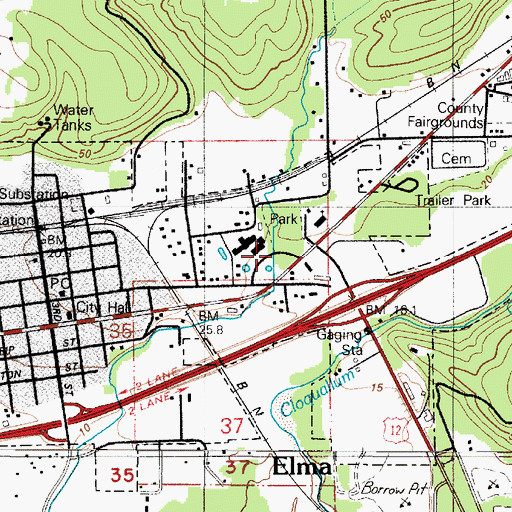 Topographic Map of Summit Pacific Medical Center, WA