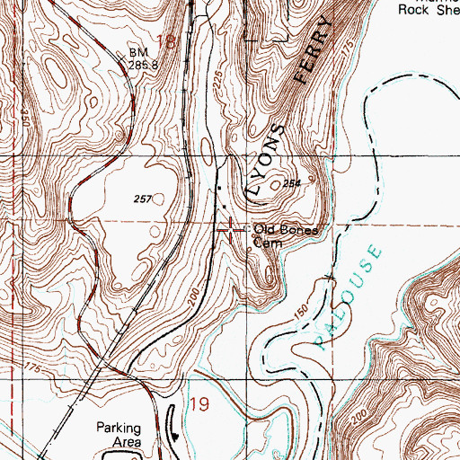 Topographic Map of Old Bones Cemetery, WA