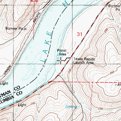 Topographic Map of Texas Rapids Launch Area, WA