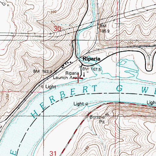 Topographic Map of Riparia Launch Area, WA