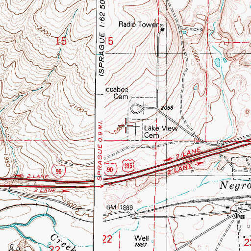 Topographic Map of Lake View Cemetery, WA