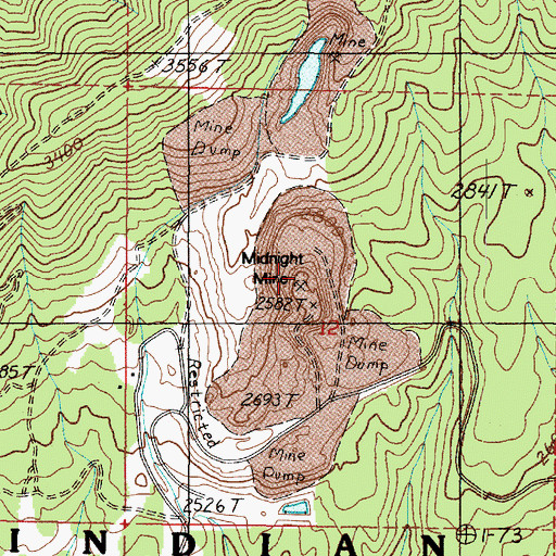 Topographic Map of Midnight Mine, WA