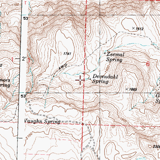 Topographic Map of Devendahl Spring, WA
