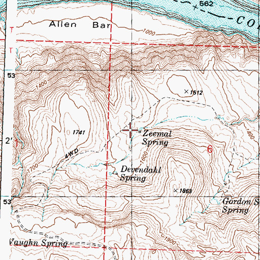 Topographic Map of Zeemal Spring, WA