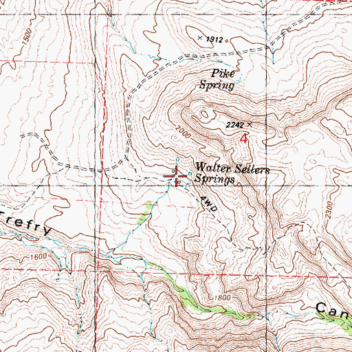 Topographic Map of Walter Sellers Springs, WA