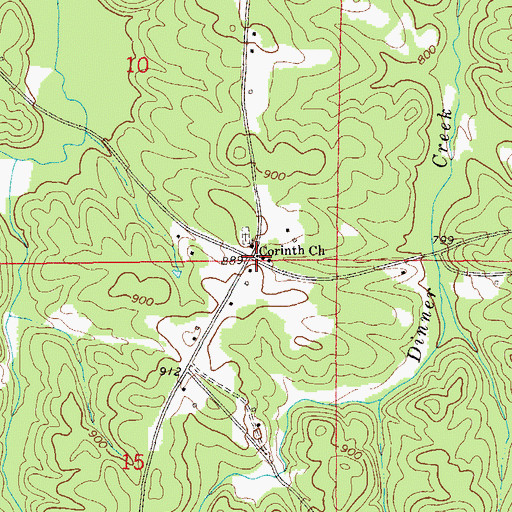 Topographic Map of Corinth, AL