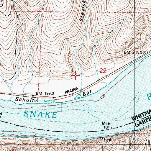 Topographic Map of Stevick Canyon, WA