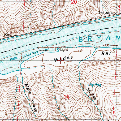 Topographic Map of Wades Bar, WA