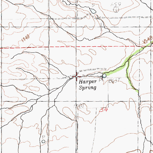 Topographic Map of Harper Spring, WA