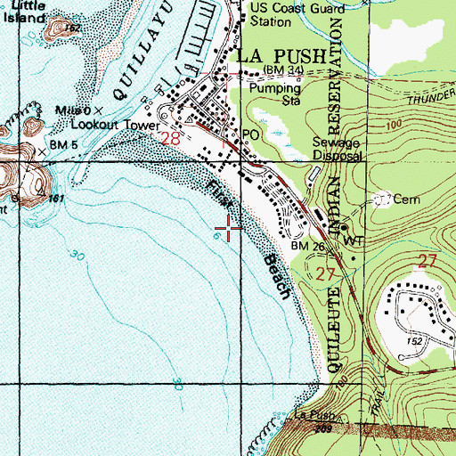 Topographic Map of First Beach, WA
