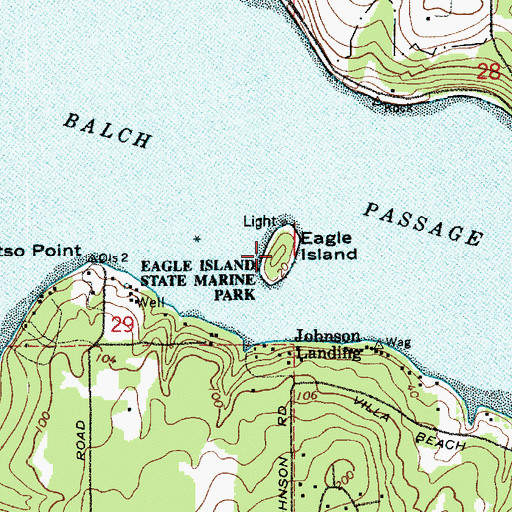Topographic Map of Eagle Island State Marine Park, WA