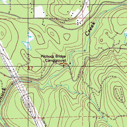 Topographic Map of Pilchuck Bridge Campground, WA