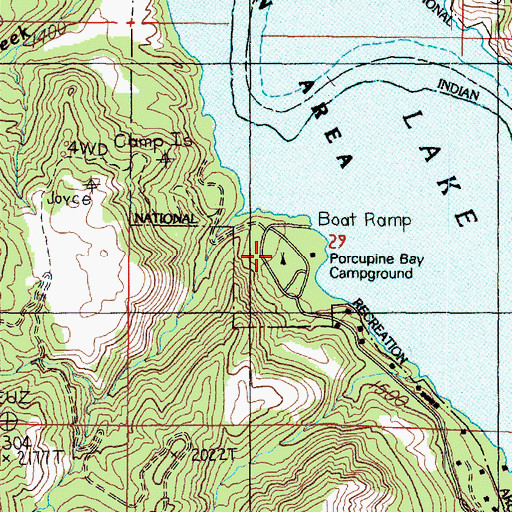 Topographic Map of Porcupine Bay Campground, WA