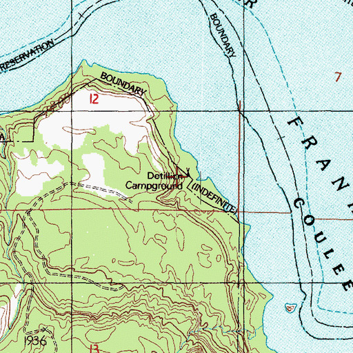 Topographic Map of Detillion Campground, WA