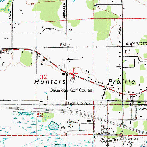 Topographic Map of Hunters Prairie, WA