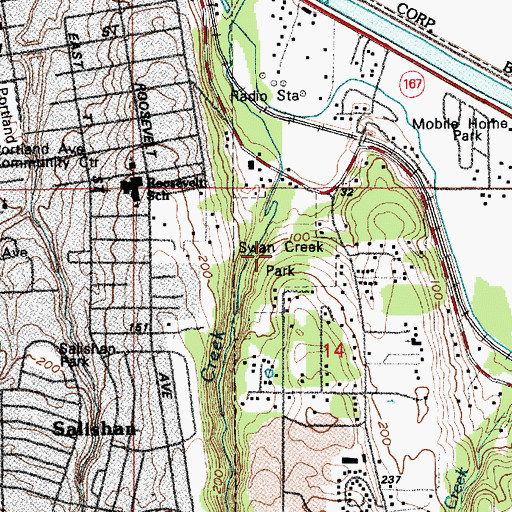 Topographic Map of Swan Creek County Park, WA