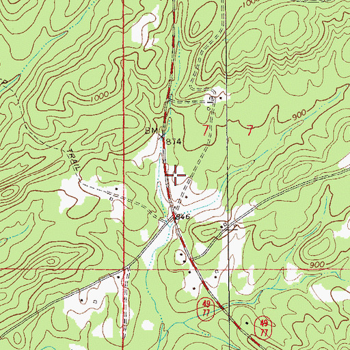 Topographic Map of Victory Church, AL