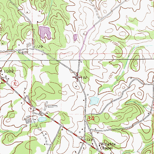 Topographic Map of Webbs Store (historical), AL
