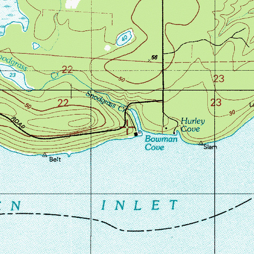 Topographic Map of Bowman Cove, WA