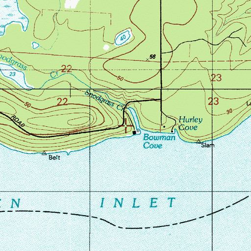 Topographic Map of Bowman Cove, WA