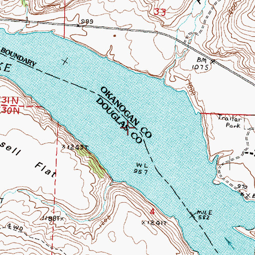 Topographic Map of Nespelem Bar, WA