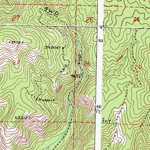 Topographic Map of Keno Mine, WA