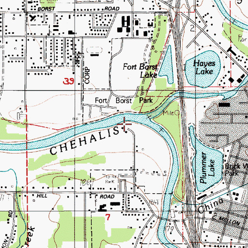 Topographic Map of Fort Borst Park, WA