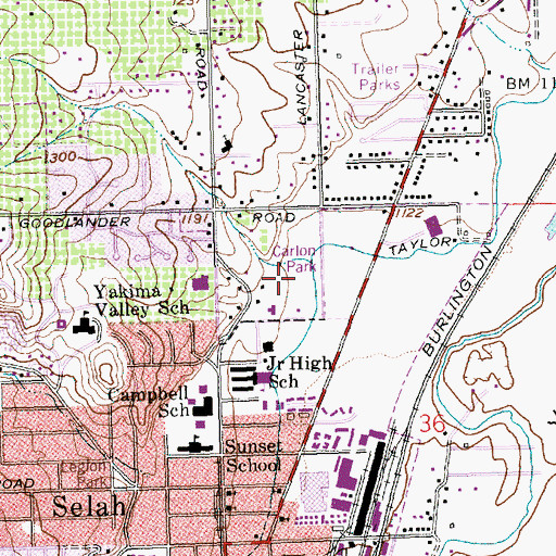 Topographic Map of Carlon Park, WA