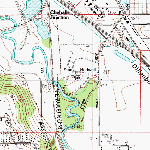 Topographic Map of Stan Hedwall Park, WA