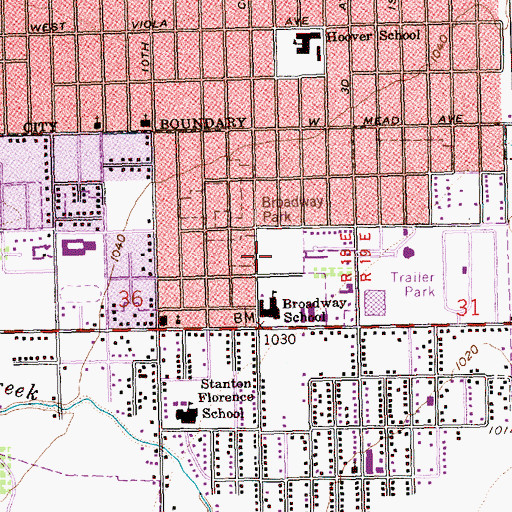 Topographic Map of Broadway Park, WA