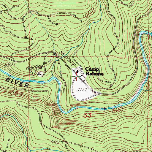 Topographic Map of Camp Kalama, WA