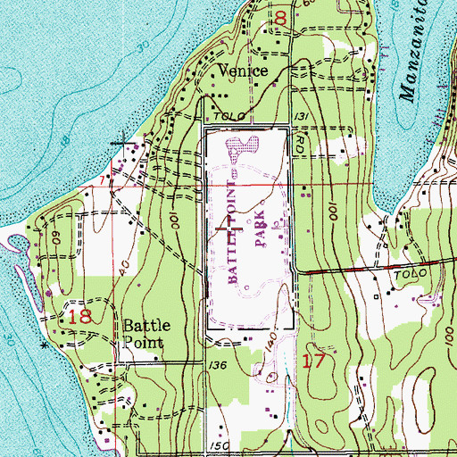 Topographic Map of Battle Point Park, WA