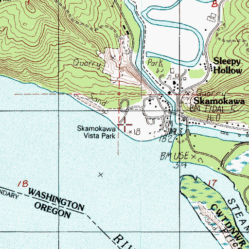 Topographic Map of Skamokawa Vista Park, WA